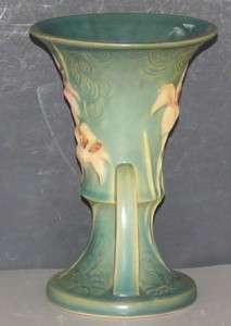 Roseville Art Pottery Zephyr Lily 132 7 Green Vase  