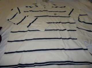 Izod Long Sleeve Pullover Polo Large White/Stripe NWT  