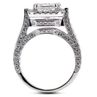 carat Ideal Cut D VS2 Princess Diamond 18k White Gold Sidestone Ring 