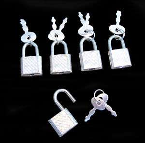50) Small Metal Padlock Mini Craft Box Toy Lock w/ Key  