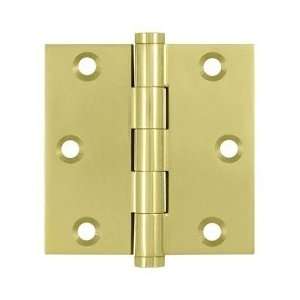  3 in. Square Solid Brass Hinge in Polished Brass   Pair 
