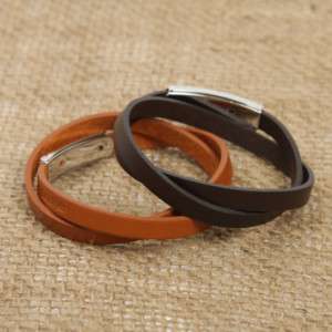 STYLISH real LEATHER COOL CUFF mens womens BRACELET  