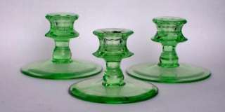 Candlesticks Vaseline Green   Squat 1 Light   Nice  