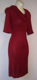 STUDIO M Red Draped Cowl Neck Sweater Dress XS 0 2 NWT  