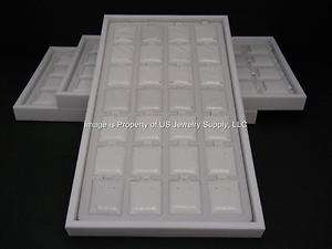   Silver Puff Card Post Earring Jewelry Display Trays w/ 84 Puff Cards