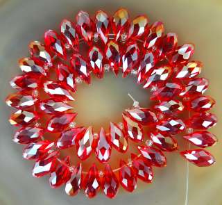50pcs 6x12mm Faceted Red AB Crystal Teardrop Beads  