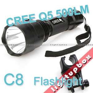 C8 CREE Q5 LED 500 Lumen 5 Mode Flashlight Torch 18650  
