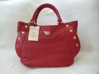 NWT Emma Fox Genuine Soft Leather Satchel Shoulder Bag, Red  