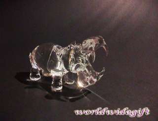Crystal HIPPO Dolls House Miniature Blown Glass Art  