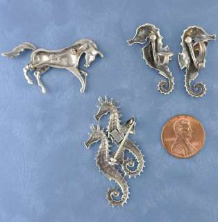 Pc Sterling Horse/Seahorse Earrings & Pins/Pendants  