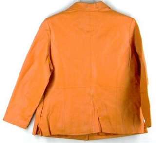   Jessica London BRIGHT Orange Leather Hipster Coat Jacket XXL 18  
