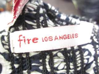 NEW FIRE LOS ANGELES Navy Blue Beige Printed Dress Sz M  