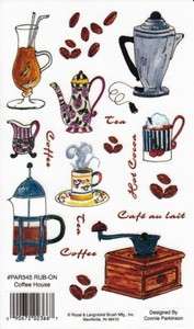 Vintage Rub Ons~Kitchen COFFEE HOUSE~Craft Card  