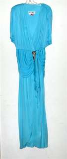 Lillie Rubin Aqua Blue Sequin Long Evening Dress Sz 12  