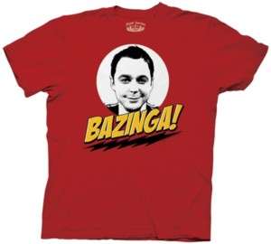 The Big Bang Theory Sheldon Face Bazinga T Shirt, NEW  