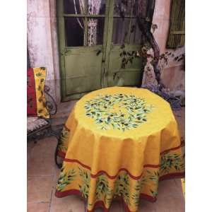 Abwaschbare Tischdecke rund ca. 180 cm Mausanne jaune 