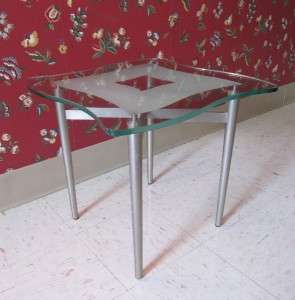   Allen Radius Handerchief Glass Accent Table Brushed Nickel Base  