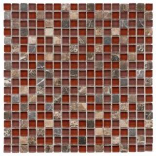 Tessera Mini Bordeaux 11 3/4 in. x 11 3/4 in. Glass/Stone Mosaic Wall 