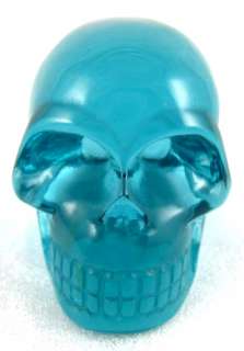 Magical Teal Blue Obsidian Carved Cranium Crystal Skull  