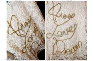 Women Vintage Translucent Lace Puff Long Sleeve Golden Letter Design T 