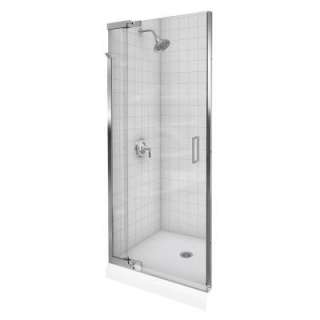   Frameless Pivot Shower Door in Bright Silver Finish with Clear Glass