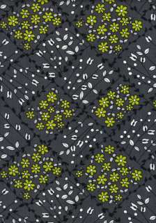 Timeless Treasures Scribble Grey & Lime Flower Fabric  