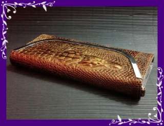   Brown Crocodile Faux Leather IPhone Case Clutch Purse Wallet  