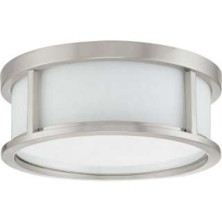   13 in. Flush Dome with Satin White Glass Finished in Brushed Nickel
