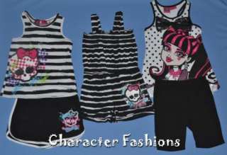 MONSTER HIGH Outfit Set Size 6 6X 7 8 10 12 14 16 Shirt Shorts ROMPER 
