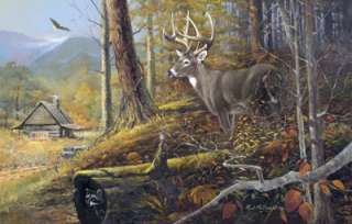 McDonald S/N BUCK/CABIN PRNT Woodland Santuary  