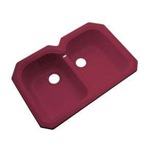   Hole Double Bowl Kitchen Sink in Ruby 44066 UM 