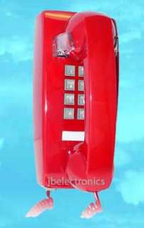 RETRO RED PUSH BUTTON WALL TELEPHONE PHONE VINTAGE LOOK 048044255482 