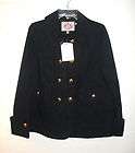 JUICY COUTURE Black Double Breasted Pea Coat Jacket L $310