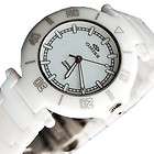 Ladies ONISS Swiss White Ceramic Analog Watch MOP Dial 