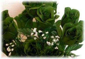 84 Long Stem Roses ~ DARK GREEN HOLLY CAMO Silk Wedding Flowers 