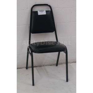 USED BLACK VINYL STACKABLE RESTAURANT CONFERENCE CHAIR  