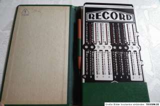 Record Rechenmaschine antik Top Zustand mit Stift orig  