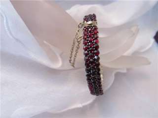 Estate Vintage Antique Victorian Rose Cut Bohemian Garnet Bracelet (3 