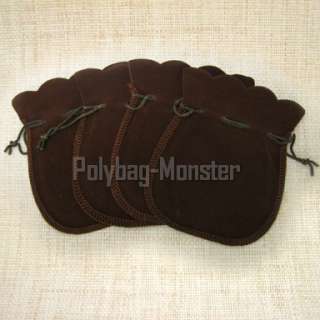 50 Brown Velvet Oval Pouches Jewelry Gift Bags 4x4.75  