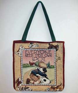   Engelbreit Everyone Needs Their Own Spot ~ Dog Lined Tapestry Tote Bag