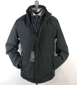 New TUMI Black 4T 2013 T Tech Zip Coat Jacket + Hood L NWT $235 
