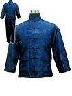 Navy blue Chinese Style Mens Kung Fu shirt with pants Suit set M L,XL 
