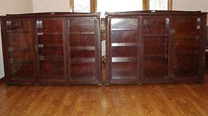   Matching Cherry Wood (?) Glass Display Cabinets   Cigar Store Find