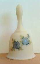 Fenton Glass Bell Blue Dogwood Cameo Satin c. 1980 82  