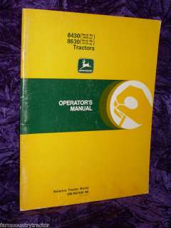 John Deere 8430 & 8630 Tractors Operators Manual  