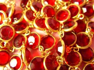 Vtg RED Bezel Set Swarovski Crystal Necklace SET  