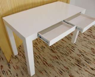 White Lacquer Parsons Style Desk Mid Century Modern  