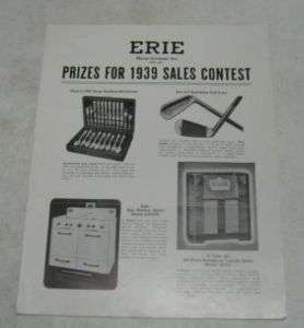 Erie Meter Systems 1939 Sales Contest Prizes Brochure  