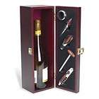 Deluxe Mahogany Wood Wine Cabinet Case w/ 5pc Tool Set