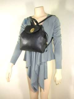   Christian Dior Solid Leather Backpack Back Bag Navy Blue  